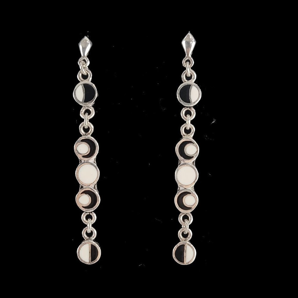 Sterling Silver Lunar Phase Post Earrings